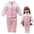 thumbnail image 1 of Ropa para muñecas WIZUTIZ para muñecas American Girl de 18 pulgadas, conjuntos de ropa para muñecas de peluche, disfraz para niñas que incluye chaqueta con cremallera y pantalones deportivos largos,, 1 of 4