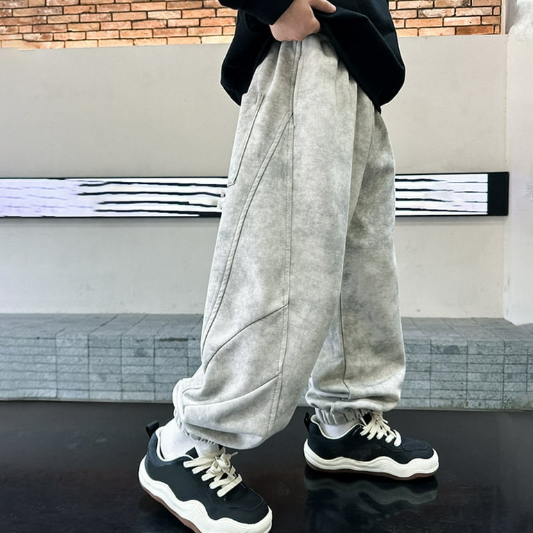 SonxaHe Big Boy Pants Lined Thermal Wide Leg Joggers Kids Soft