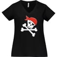thumbnail image 3 of Inktastic Pirate Skull and Crossbones Women's Plus Size V-Neck T-Shirt, 3 of 5
