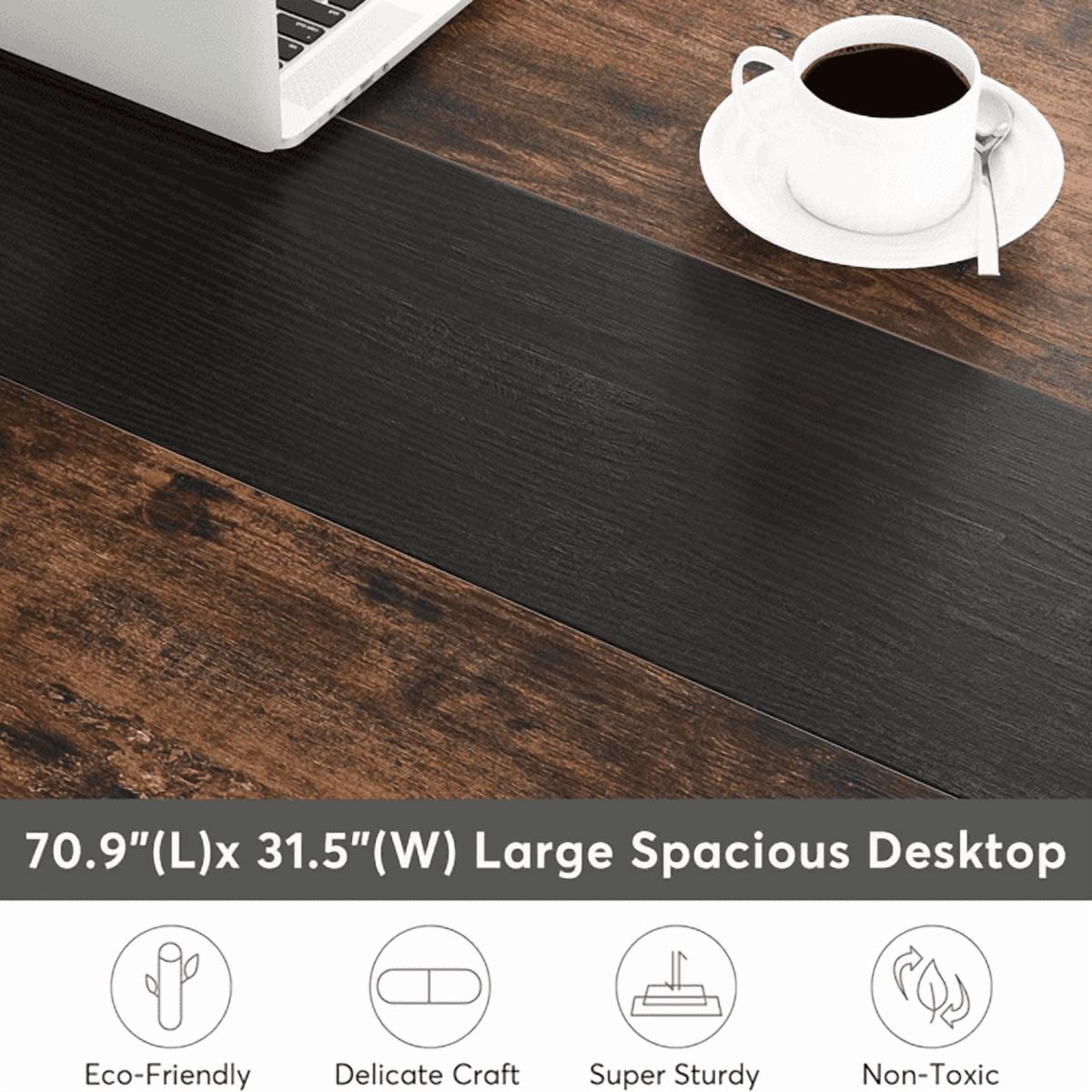 70.86" Large Workstation Desk - 31.5''W×29.13''H, 900lbs Capacity, Heavy-Duty Steel Frame, Adjustable Leg Pads - for Home Office, Conference Room