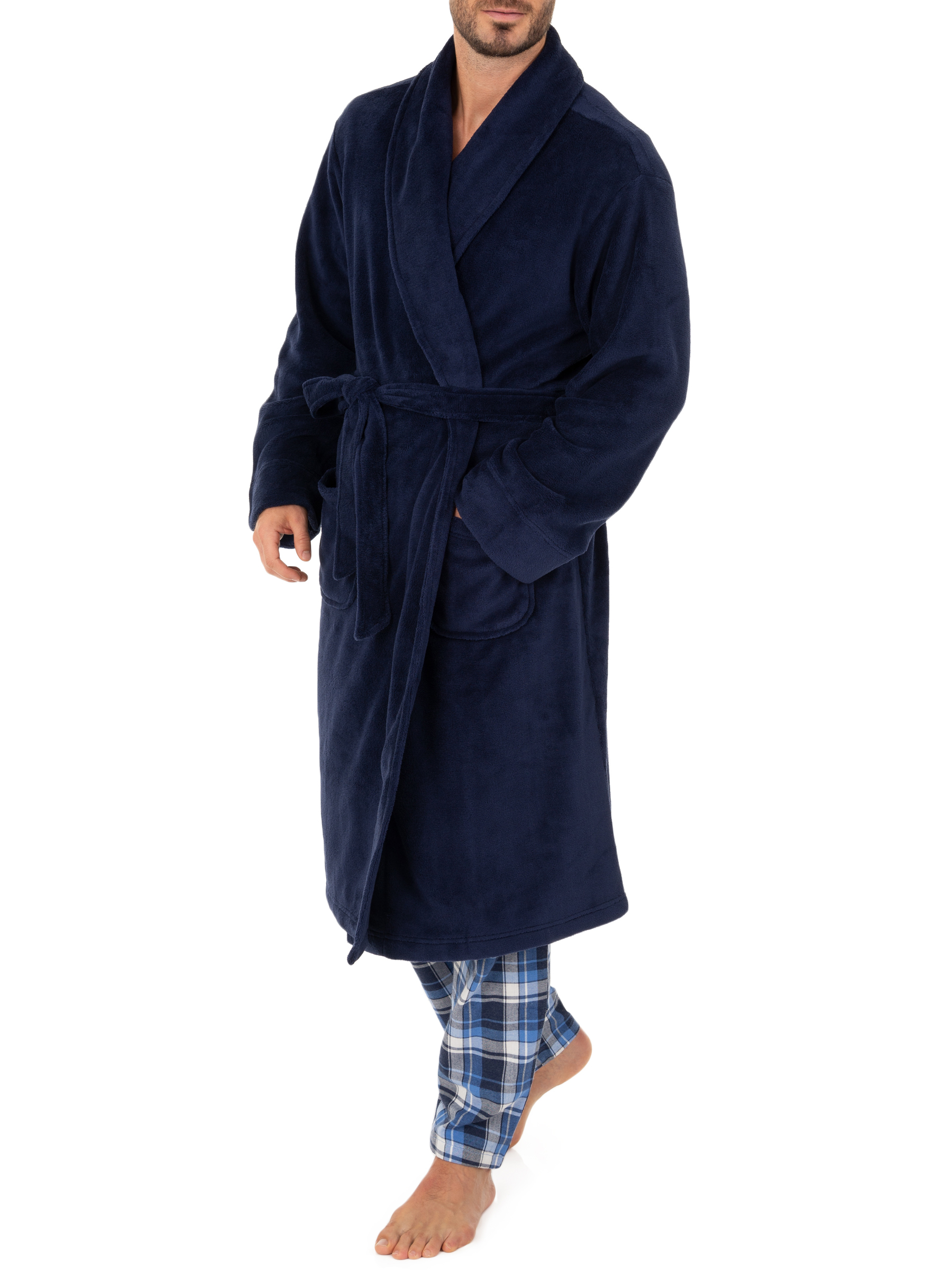 Fruit of the Loom Adult Mens Solid Plush Fleece Bathrobe One Size - image 4 of 5