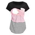 thumbnail image 1 of Kcodviy T-Shirt de Maternité à Manches Courtes Beige Manches Longues Col Rond Rayé Imprimé Uni pour Femmes D Tops T-Shirt Vêtements Grande Taille pour Allaitement, 1 of 4