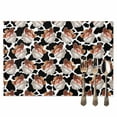 thumbnail image 2 of Western Christmas Placemat of 1 PC, Cow Texture Cowboy Santa Claus Table Mats Washable Heat-Resistant Non-Slip Place Mats for Kitchen Dinner Table Indoor Outdoor Decor,13x19 Inch Black White, 2 of 9