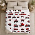 thumbnail image 5 of Red Tractors with Harvesters and Hay Balers, Rustic Farm Style for Tractor Lovers, Cozy Scatter Print Scene, Flannel Blanket for Living Room and Bedroom, Father's Day Gift and Farm Home Decor, 5 of 9