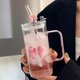 thumbnail image 5 of Vaso de cristal transparente cuadrado con forma de lazo, tapa y asa, apto para niños y niñas, taza para café, 5 of 7
