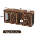 thumbnail image 2 of Nordee 78.7" XXL Dog Crate Furniture for 2 Large Dogs, Heavy Duty Double Dog Cage Large Breed, 35.4" Tall Thick Wooden Dog Kennel TV Stand with Divider, Rustic Brown, 2 of 6