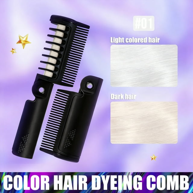 Peine desechable colorido para teñir el cabello, plegable, 12 colores, temporal, 4,2 g, color peludo