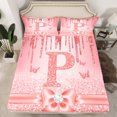 thumbnail image 2 of Manfei Letter Monogrammed P 4 Pieces Queen Sheet Sets for Kids Children Girls,Dreamy Princess Ultra Soft Flat Sheet,Cute Butterfly Bowknot Queen Fitted Sheet,Bling Glitter Bedroom Decor, 2 of 7