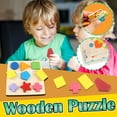 thumbnail image 2 of EQWLJWE Puzzle Toys Geometric Shapes Wooden Educational Matching Board For Children Geometry Design, 2 of 6