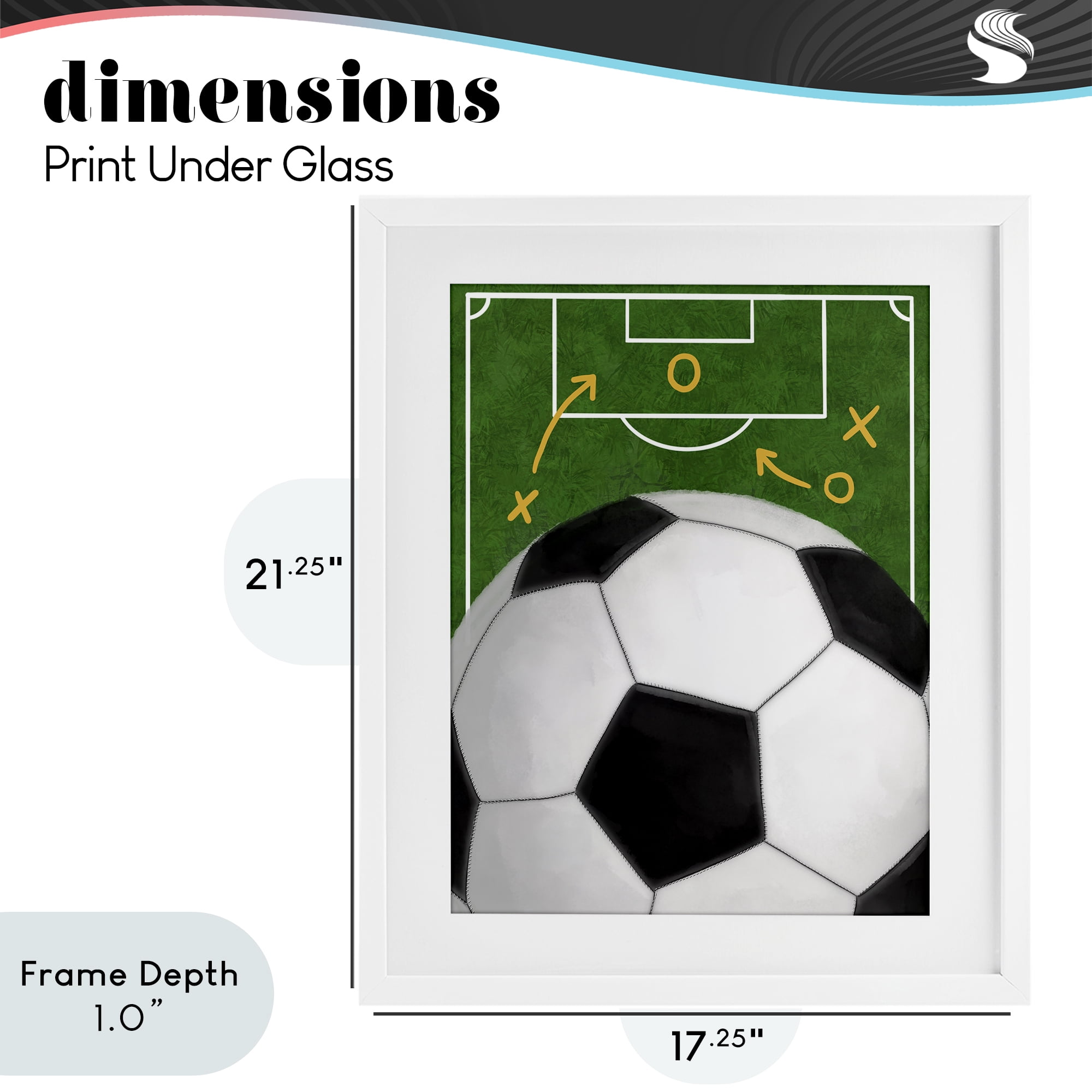 Stupell Industries Soccer Field & Ball White Framed Print Under Glass, design by Jennifer Stith