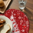 thumbnail image 5 of Christmas Round Placemats Set of 4 Red Christmas Tree Balls Place Mats Washable Woven Placemat Winter Snowflake Circle Braided Table Mat for Kitchen Dining Table Party Home Decor 15 Inch, 5 of 8