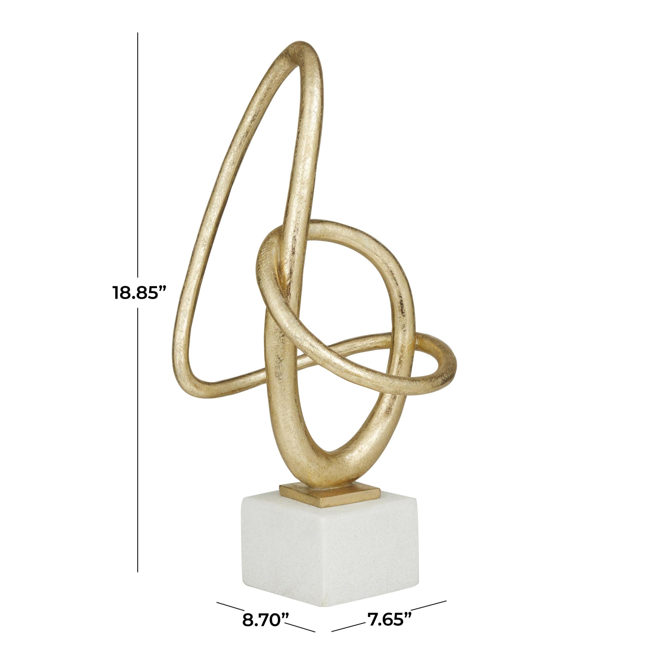 8" x 19" Gold Polystone Swirl Abstract Sculpture, by DecMode