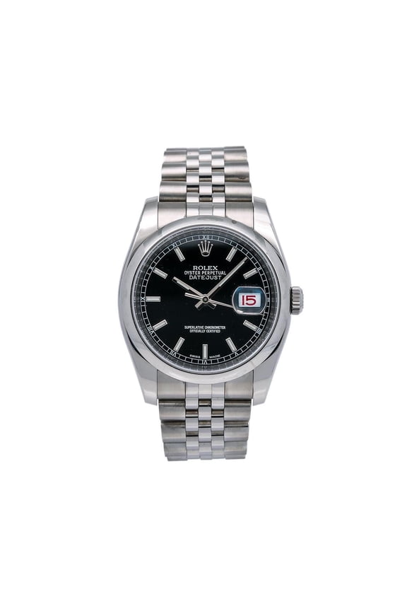 Pre-Owned Rolex Datejust 36MM 116200 Black Dial Smooth Bezel Stainless Steel Jubilee Bracelet