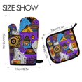 thumbnail image 2 of Yayeee Oven Mitts and Pot Holder Set of 4 Heat Resistant Kitchen Gloves Baking Hot Pad, Purple Simple Triangles, 2 of 5
