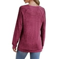 thumbnail image 4 of ylioge Womens Fall Fashion 2023, Ladies Crewneck Sweatshirts Casual Loose Solid Color Pleated Long Sleeve Side Slit Pullover Shirts Tops Fall Saving Clearance, 4 of 7