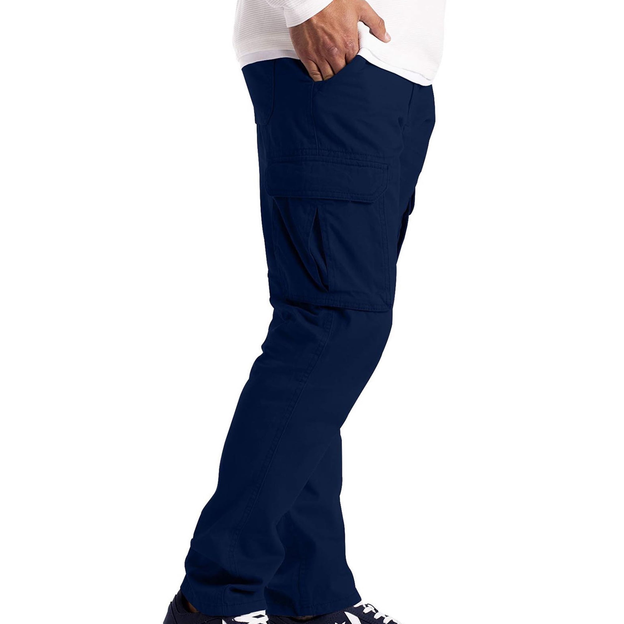 Avamo Hommes Cargo Pantalon Taille Moyenne Bas Jambe Droite Pantalon Militaire Leger Travail Bleu Marine M