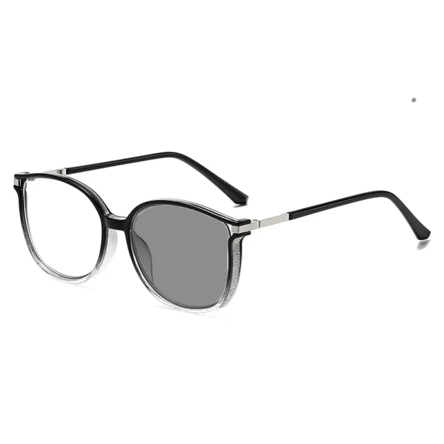 Nouvelles Lunettes de Lecture Photochromiques pour Femmes Unisexes Rétro Lunettes de Soleil Changeant de Couleur Mode Il de Chat Presbytie Persistante Dégradé (Gris) 2.5