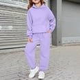 thumbnail image 2 of YNGKMEA Boys Girls Fall Winter Clothes 2 Piece Sweatsuits Set Cute Pullover Hoodies Sweatshirt Jogger Sweatpants Outfit Clothing Set Light Purple 9-10 Years, 2 of 6
