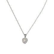 Believe by Brilliance Women's Silver Plated Crystal Heart Earring and Pendant Set, 18 + 2