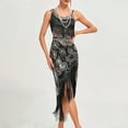 thumbnail image 4 of Aboser 1920s Flapper Dress for Women Sequin Beaded Cocktail Dresses Elegant Fringe Party Dress Slit Sleeveless Dresses Vintage Sparkly Prom Dress, 4 of 5