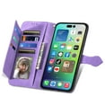 thumbnail image 5 of Dteck for Apple iPhone 14 Pro Wallet Case with Wrist Strap,Shockproof Premium PU Leather Magnetic Clasp Folio Purse with 7 Card Slots & Zipper Pocket,Flip Kickstand Phone Case,Purple, 5 of 16
