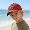 thumbnail image 2 of Krdevn White Dinosaur Embroidery Contrast Stitch Washed Kids Baseball Cap Adjustable Casual Outdoor Sun Hat for Toddler Boys Girls, 2 of 5