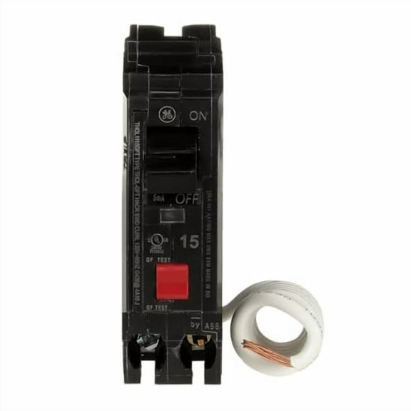 Q-Line® THQL1115GFTP 15A Ground Fault Interrupter Circuit Breaker • 15  Single Pole 120 VAC Ground Fault Breaker with Self-Test • Ground Fault Circuit Interrupter • Plug-in Mount Type
