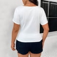thumbnail image 4 of Haut pour Femmes Grande Taille Coupe Ample Col Rond Manches Courtes Blouse Décontractée Mode T-Shirt d'Été Confortable Coupe Décontractée Tee-Shirt, 4 of 5