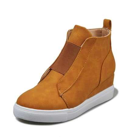 

Summer Savings Clearance! 2023 TUOBARR Flats Shoes for Womens Retro Zip Waterproof Platform Thick Heel High-heeled Shoes Single Shoes Yellow