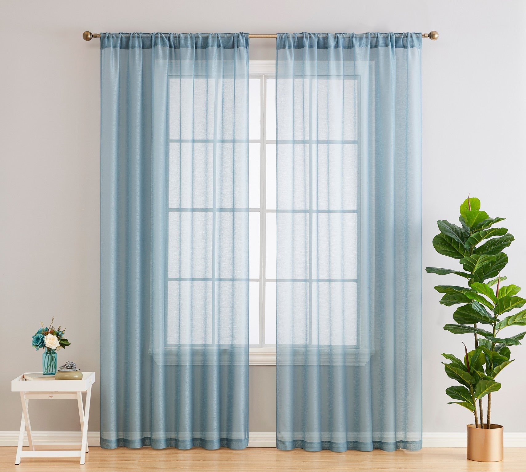 THD Scarlett Semi Sheer Pocket Top & Back Tab Lightweight Window Curtains Drapery Panels, 2 Panels