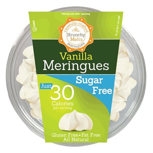 Krunchy Melts Sugar Free Vanilla Meringues Cookies 2 oz Tubs Single