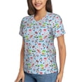 thumbnail image 2 of Vsdgher Cartoon Animals Women Shirts V Neck Short Sleeve Tops T-Shirt Basic Tees, S to 3XL3X-Large, 2 of 5