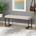 thumbnail image 2 of Contemporary Beige & Bronze Upholstered Button Tufted Bench for Modern Living Rooms and Entryways – Stylish, Durable, and Space-Saving Design, 2 of 11