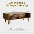 thumbnail image 6 of FURNIWAY Coffee Table, Mid-Century Modern Table with Open Storage Shelf, Fluted Wood Coffee Table for Living Room, Walnut, 6 of 7