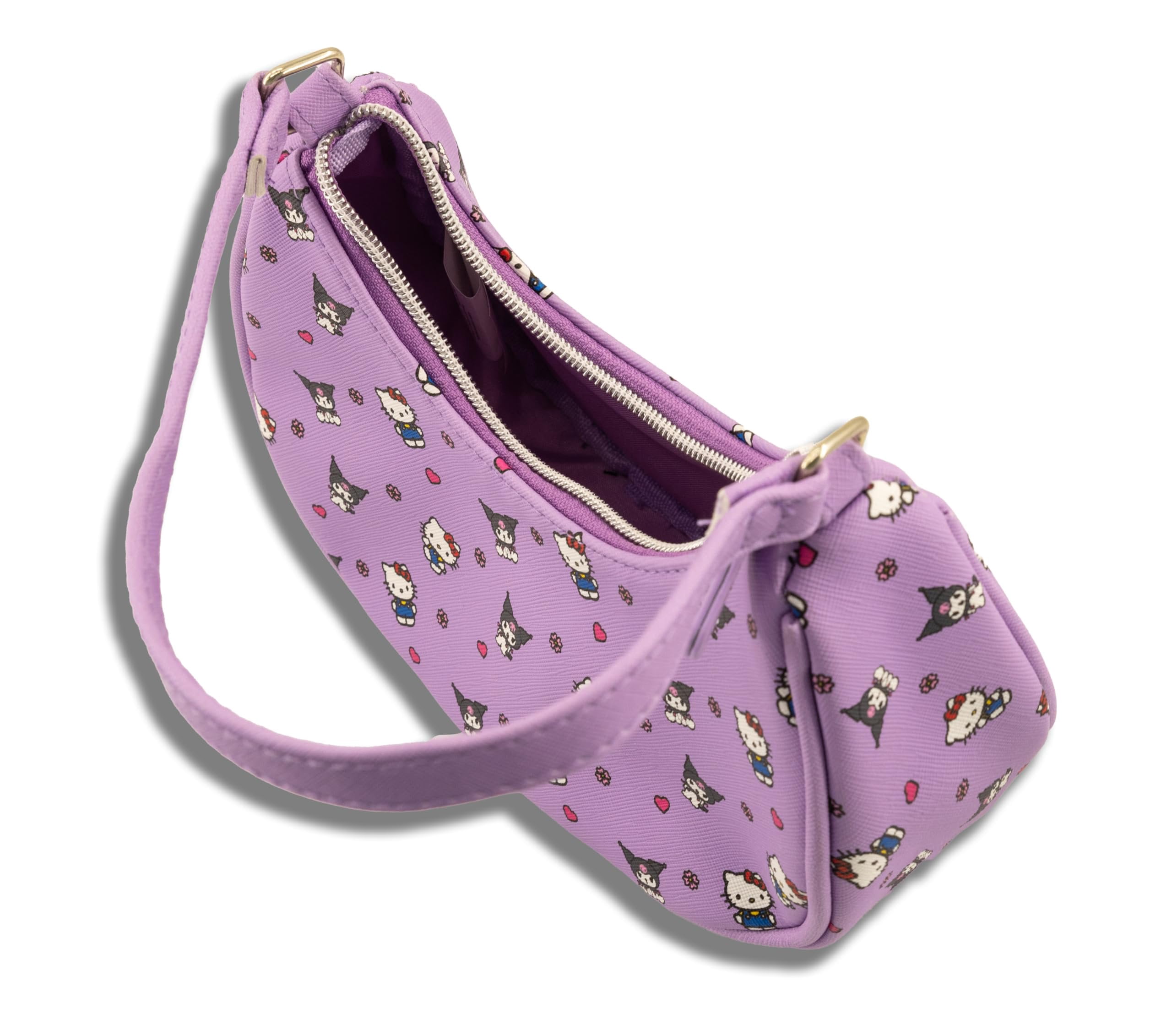Sanrio Hello Kitty & Kuromi Hobo Handbag Purse for Girls  Crossbody Shoulder Bag with Adjustable Strap  Small PU Leather Toddler Purse, Preschool Handbag, Everyday Tote or Travel Mini Purse Ages 3+