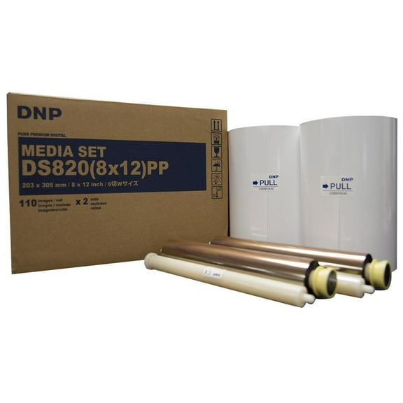 DNP Pure Premium Media for DS820A Printer, 8x12" 110 Prints Per Roll, 2 Rolls Per Case (220 Total Prints)