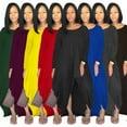 thumbnail image 4 of Loose Round Neck Long Sleeve Irregular Casual Dress S Size (Purple), 4 of 5