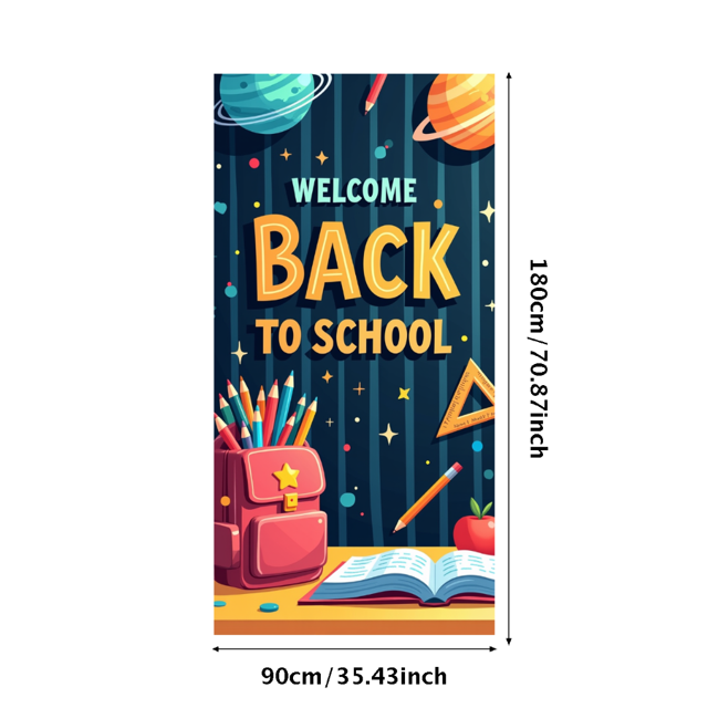 Back to School Classroom Banner Welcome Decoration Backdrop for School Supplies Classroom Teaching Space Party Props Background