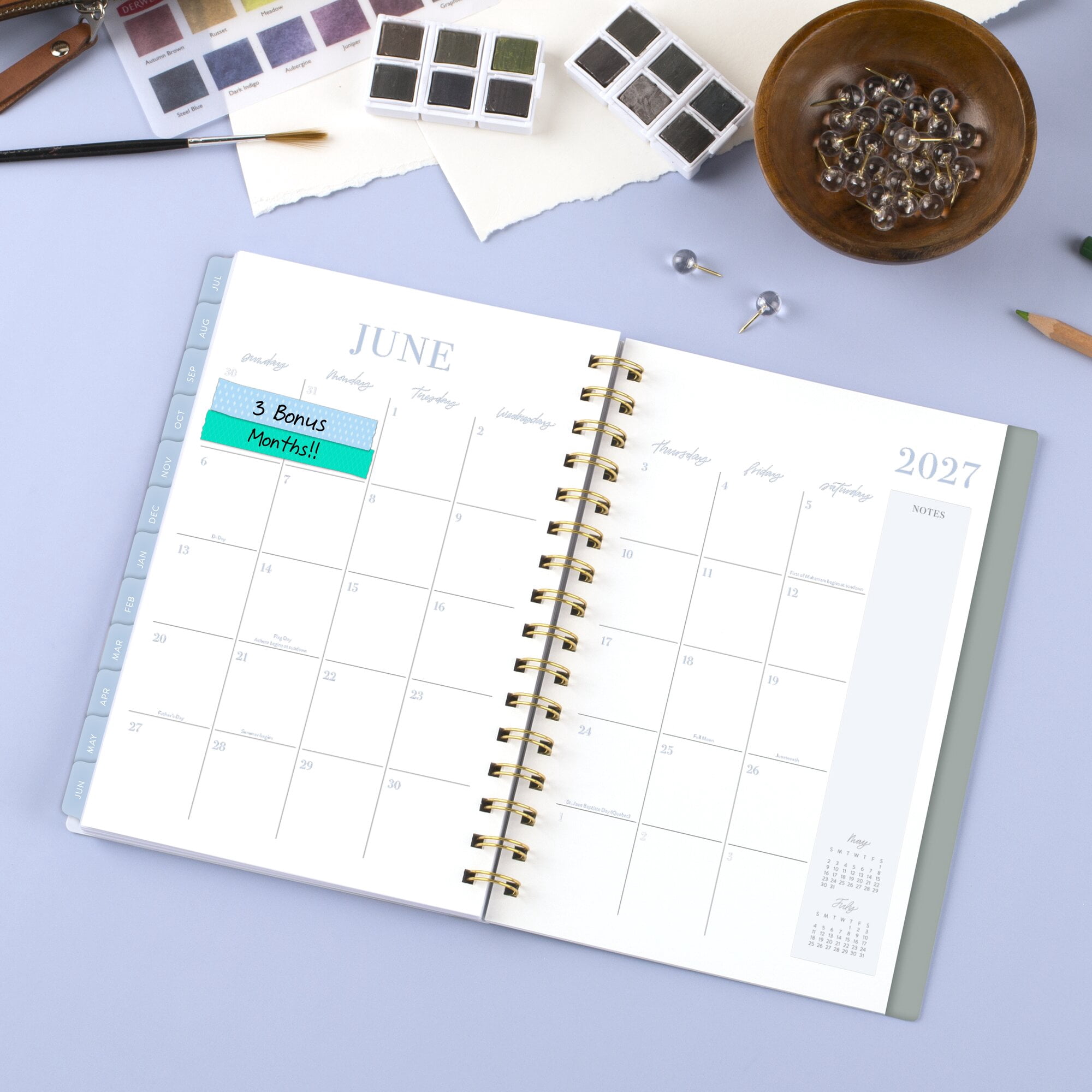 Leah Bisch for Mead Cambridge Academic 2026-2027 Weekly Monthly Planner Peony