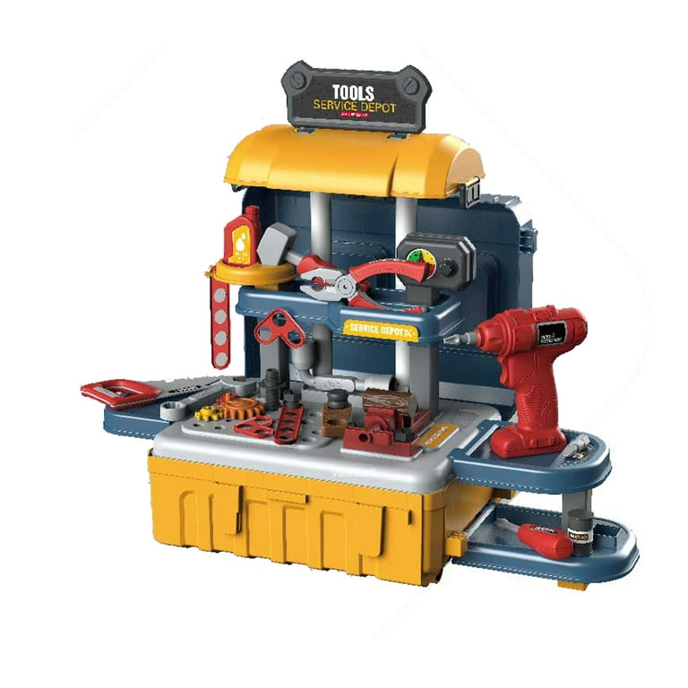 Kids Tool Bench 46-Pc, 3-in-1 Workbench with Electric Drill