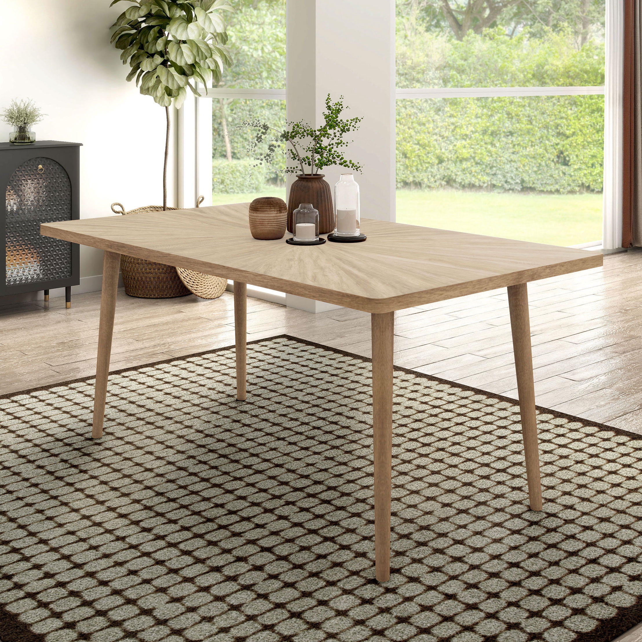 Furniture of America Ivren 68" Solid Wood Indoor Dining Table, Natural