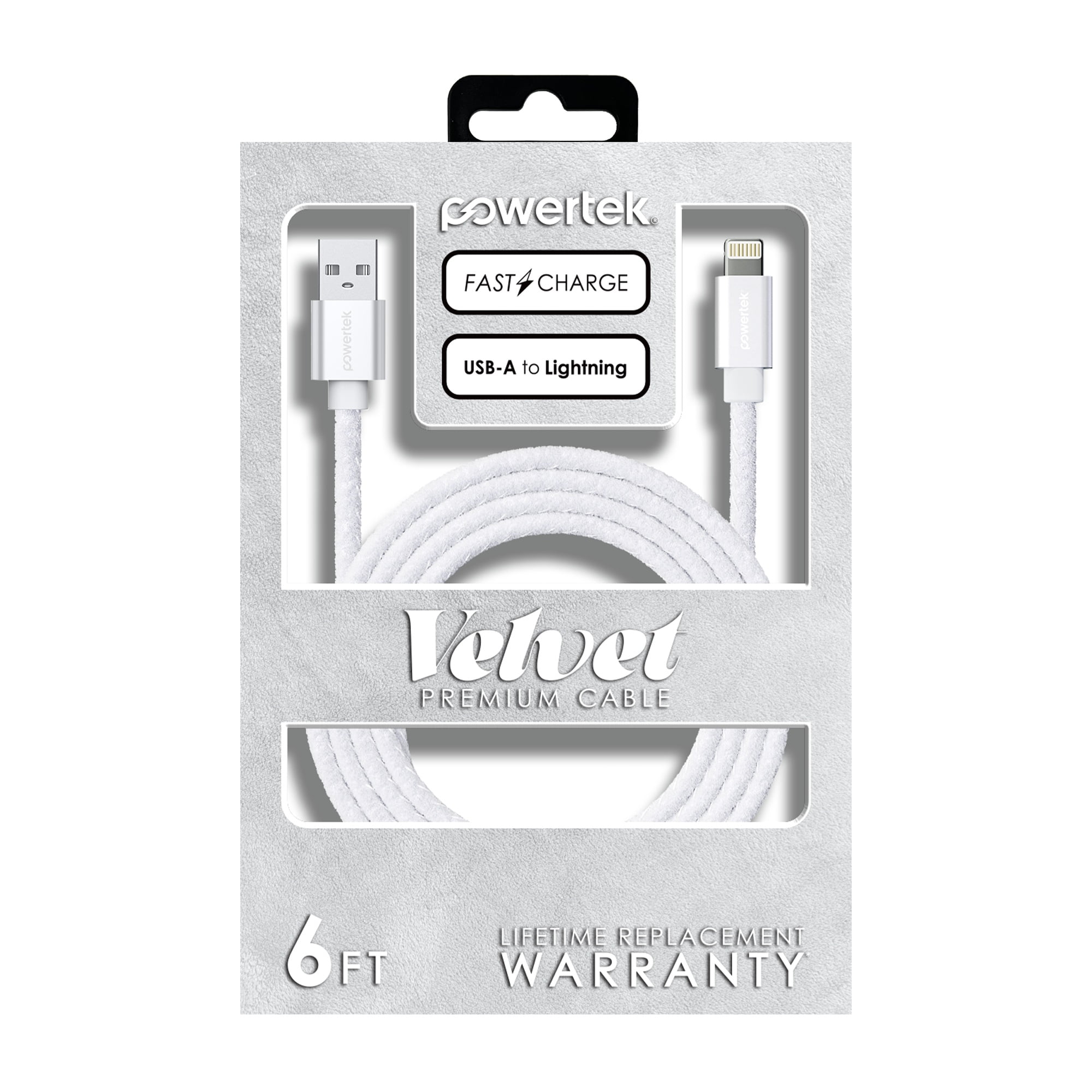 Liquipel Powertek Pastel Velvet USB-A to Lightning - White