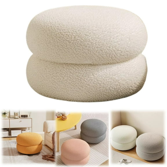 Xoxingysm Cushion Circle Chair Desk Modern Footstool Small Round Vanity Stool Couch Bedside Foot Rest for Living Room Bedroom Study