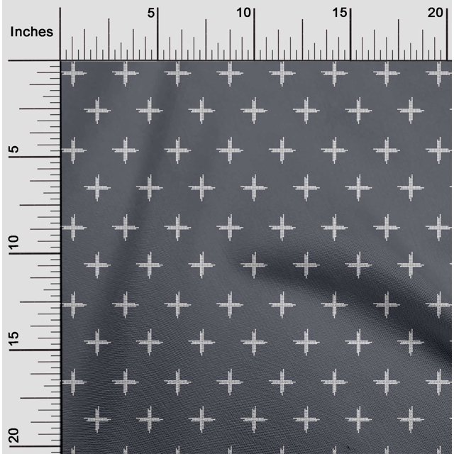 oneOone Organic Cotton Poplin Twill Fabric Plus Sign Kasuri Printed Craft Fabric BTY 42 Inch Wide