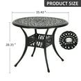 thumbnail image 4 of Dextrus 35 Inch Patio Dining Table, Cast Aluminum Round Outdoor Table with Umbrella Hole for Patio, Backyard, Deck, Black, 4 of 9
