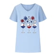 thumbnail image 4 of Itsame 4th of July Outfits for Women Printed Short Top Independence Day Short T-Shirt Sleeve, V-Neck Light Blue, 4 of 4