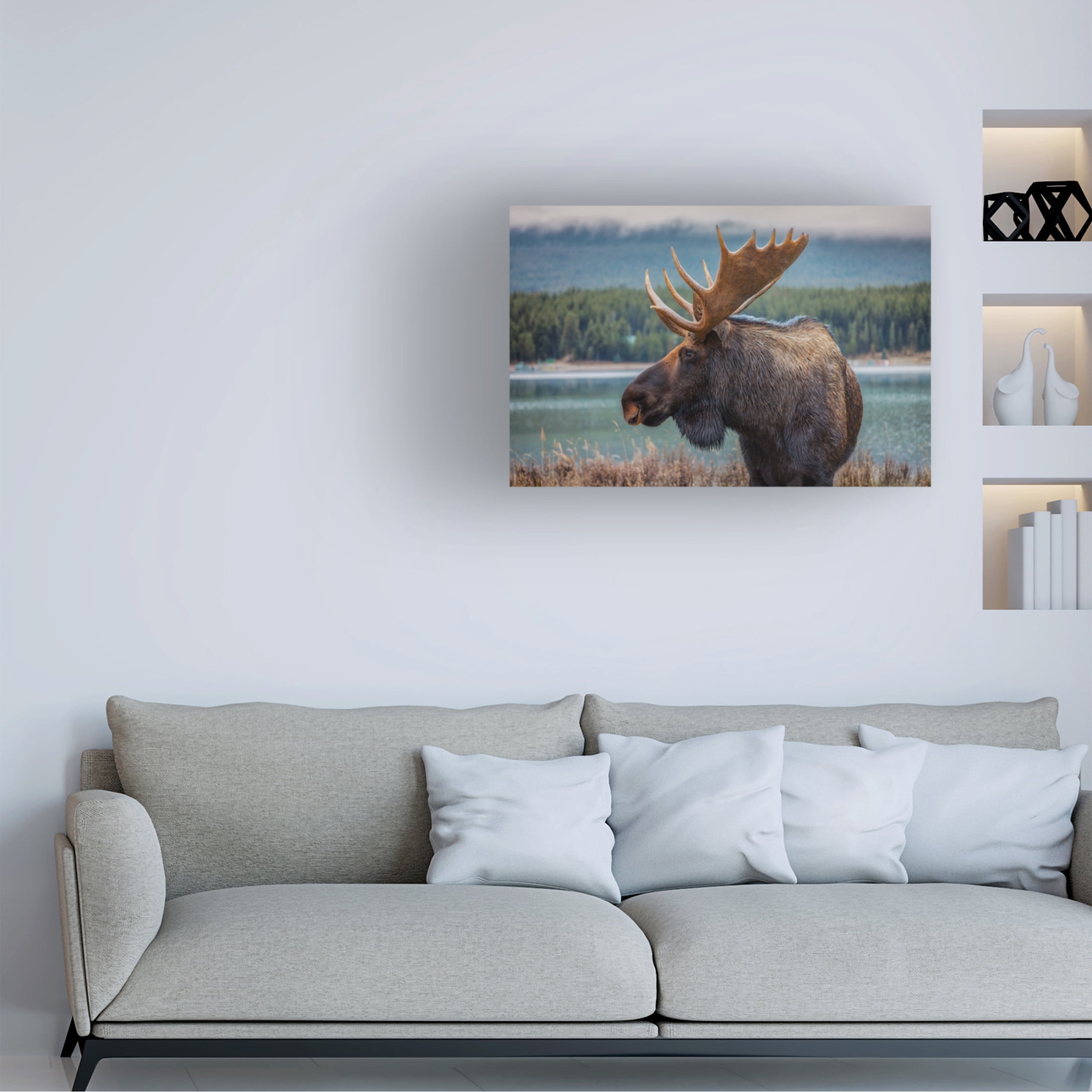 Canvas Wall Art - Juan Romero Salamanca 'Moose' Wall Art for Living Room, Bedroom, or Office Décor by Trademark Fine Art - 19 x 12 Inches