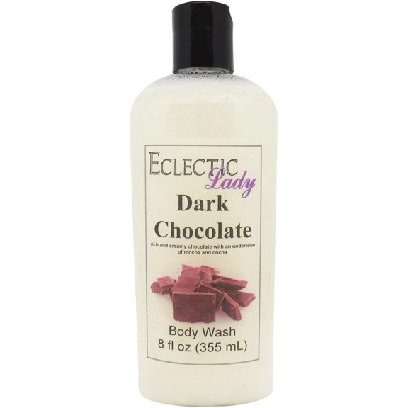 Dark Chocolate Body Wash by Eclectic Lady, Liquid Shower Gel for Women and Men, 8 Ounces