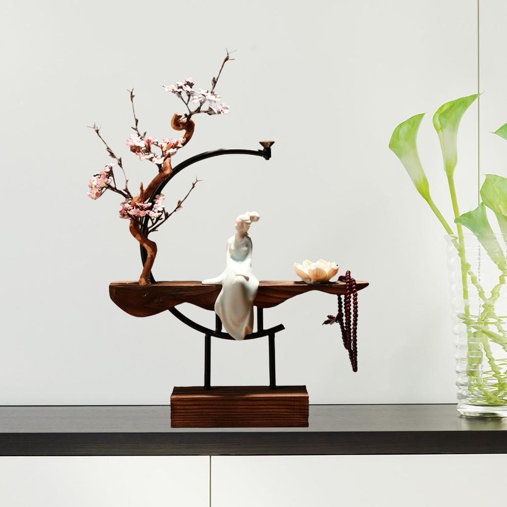 WLPZXP Chinese Style Zen Incense Ceramic Backflow Incense Burner Creative Home Decor Incense Holder Censer Living Room Office Ornament White Lady