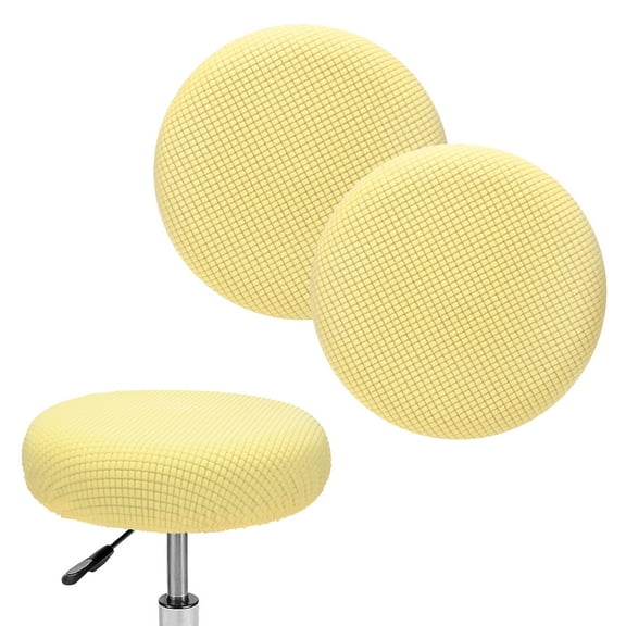 Uxcell 2-Pack Bar Stool Covers Round, for 12-14 Inch Polyester Corn Grid Seat Covers with Elastic Bands [Lemon Yellow]
